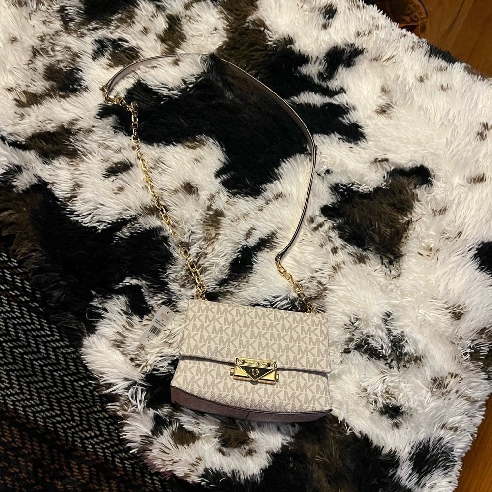 MICHAEL Michael Kors Beige and Brown Crossbody Bag w/ card holder wallet